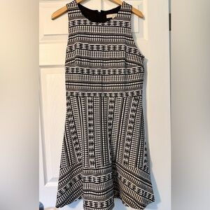 LOFT Black and White Geometric Pattern Dress
